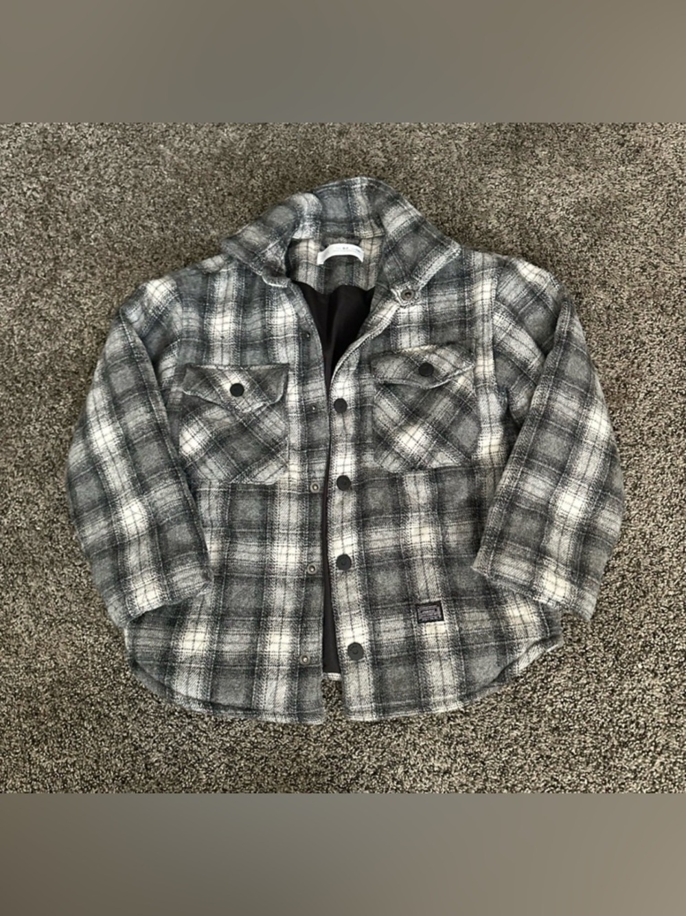 Zara Kids Gray Plaid Puffer Jacket Size 6/7 0319